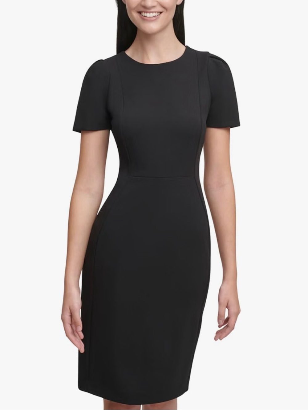 Calvin Klein Black Tulip Sleeve Sheath Dress